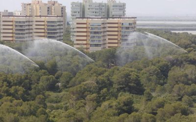Todo al verde: simulacros, cañones y líquido retardante para proteger el pulmón de València